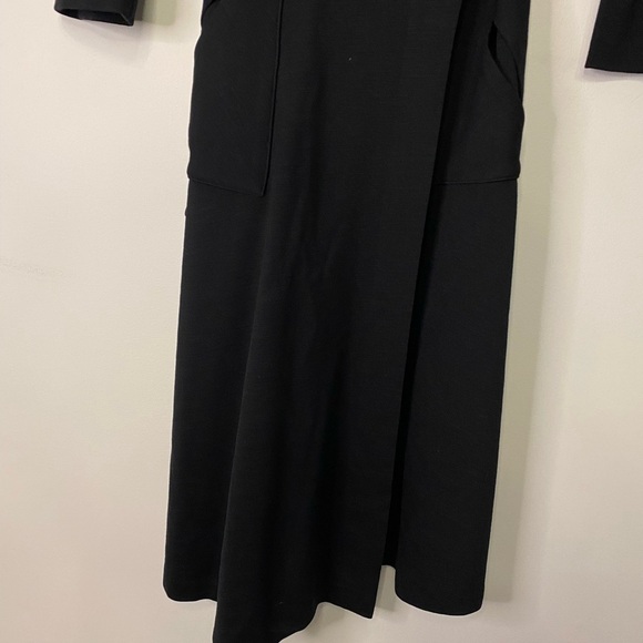 Diane Von Furstenberg Wool V Neck Wrap Black Midi Dress Size 4 Classic Office - Picture 3 of 12